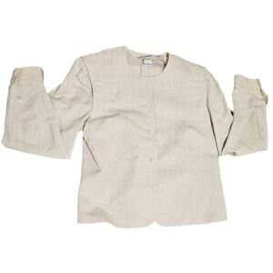 Vtg Campus Casuals Of California Cotton Linen Blazer Jacket Womens 11/12 Beige